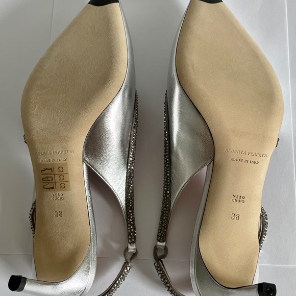 NEW 🔹Alberta Ferretti 🔹Rhinestones Silver Pumps 🔹IT38/ US7~8/24.5cm - Picture 8 of 10